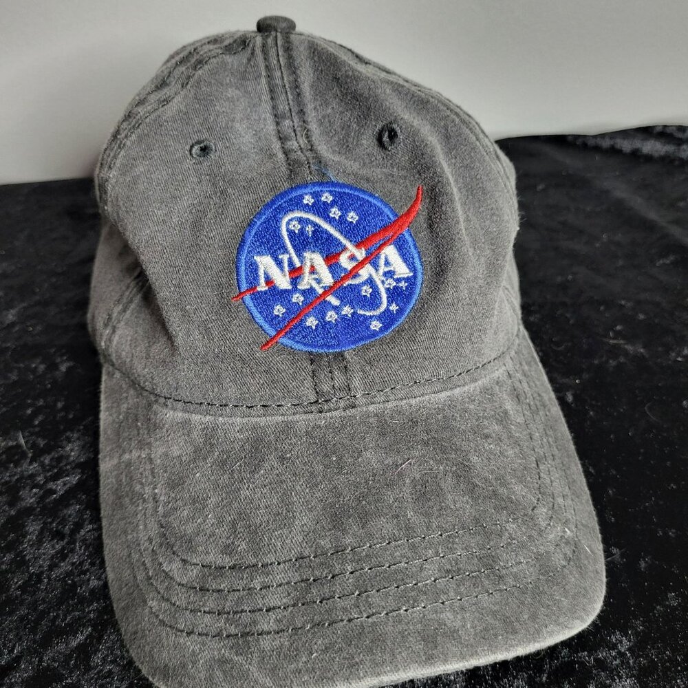 Vintage NASA Logo Cap By Otto Adjustable Strap Gray & Blue One Size Fits Most